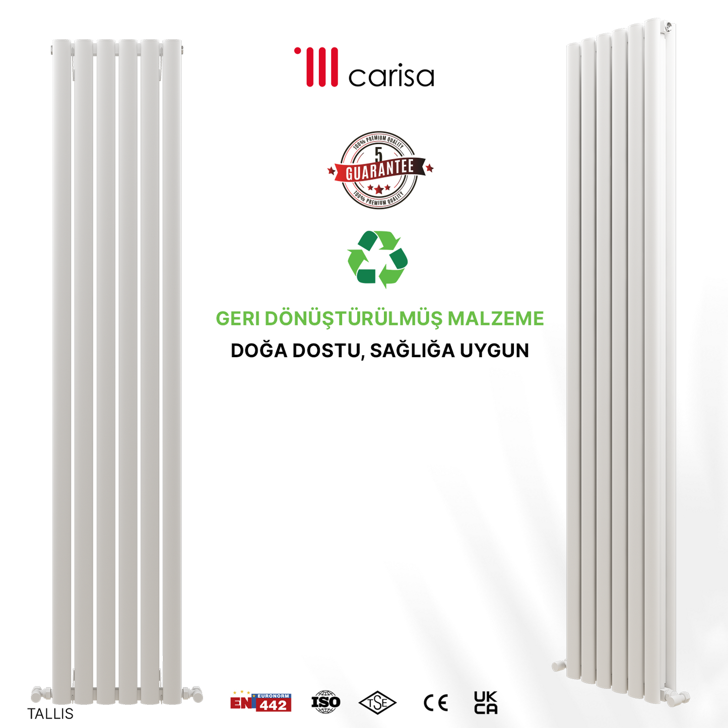 Carisa Tallis Double Alüminyum Radyatör Beyaz Standart Bağlantı.