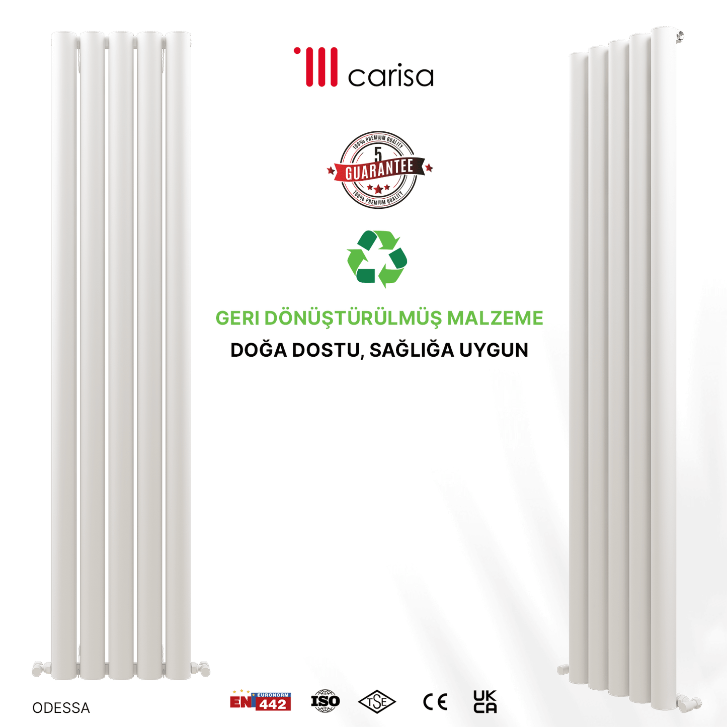 Carisa Odessa Dikey Alüminyum Radyatör Modern Tasarım Beyaz