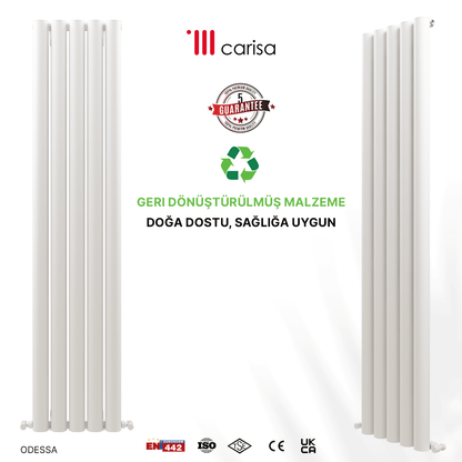 Carisa Odessa Dikey Alüminyum Radyatör Modern Tasarım Beyaz