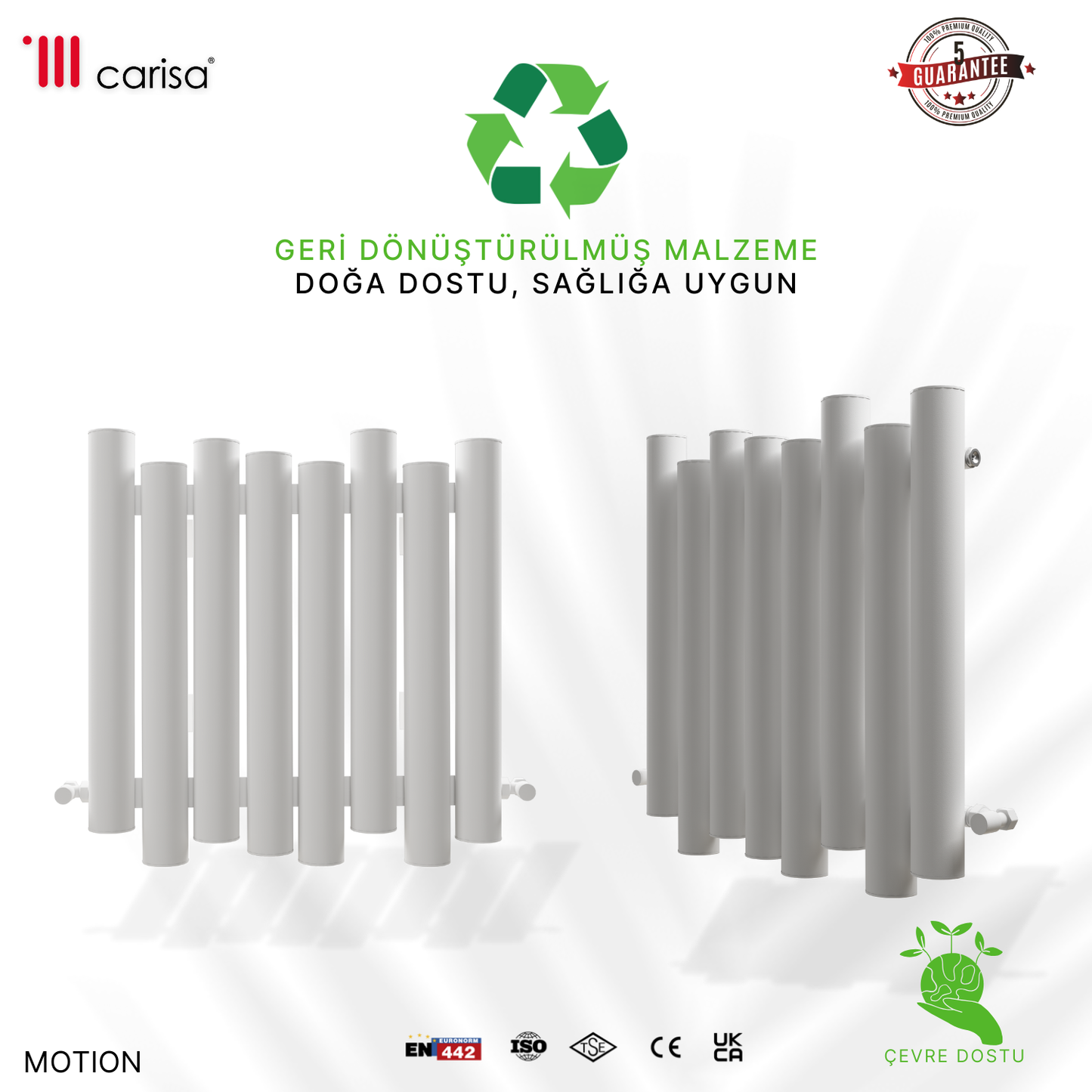 Carisa Motion Yatay Alüminyum Radyatör Modern Tasarım Beyaz