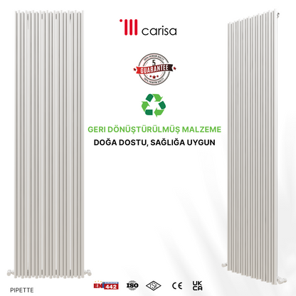 Carisa Pipette Dikey Alüminyum Radyatör Modern Tasarım Beyaz
