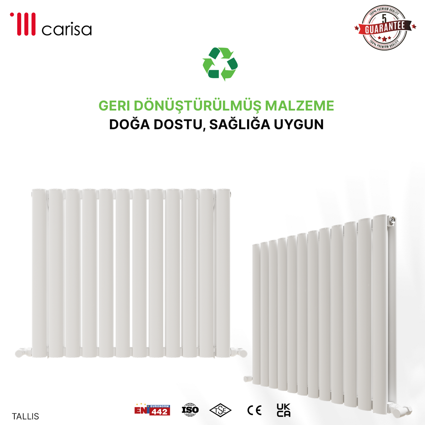 Carisa Tallis Double Alüminyum Radyatör Beyaz Standart Bağlantı.