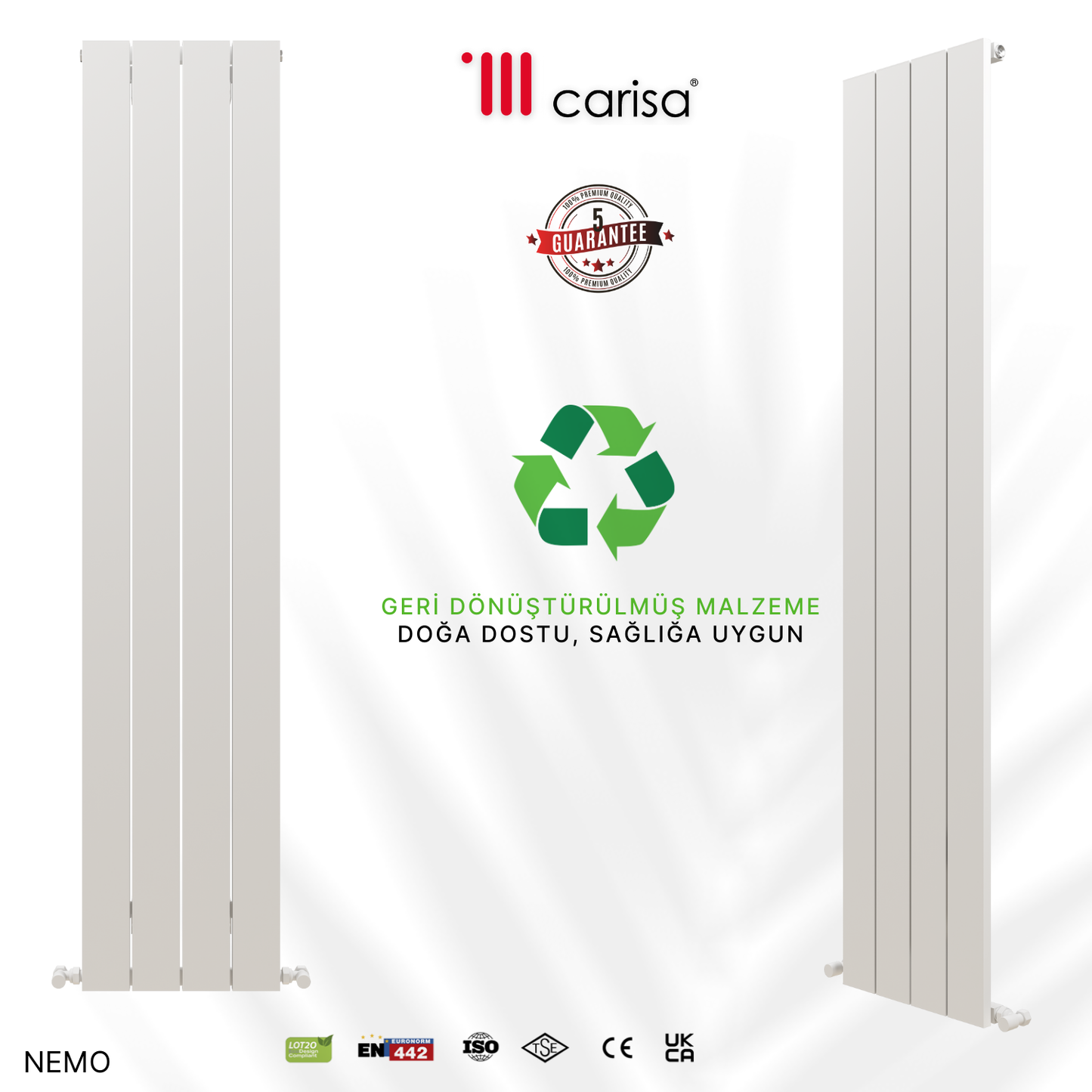 Carisa Nemo Dikey Alüminyum Radyatör Modern Tasarım Beyaz