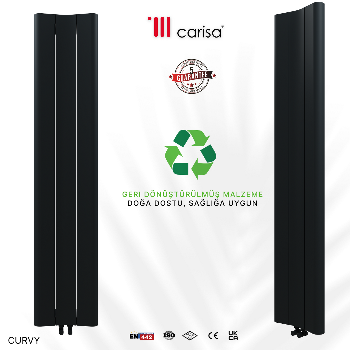 Carisa Curvy Dikey Alüminyum Radyatör Modern Tasarım Antrasit