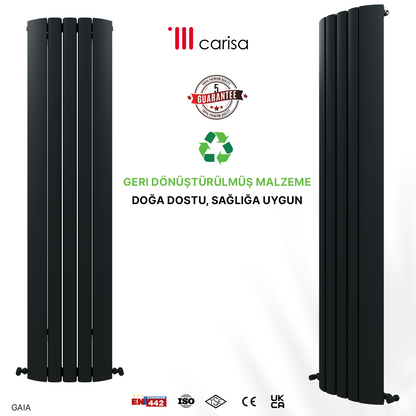 Carisa Gaia Dikey Alüminyum Radyatör Modern Tasarım Siyah