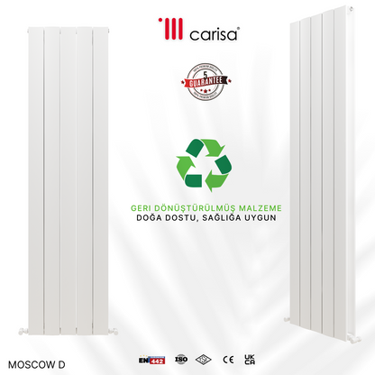 Carisa Moscow D Dikey Alüminyum Radyatör Modern Tasarım Beyaz