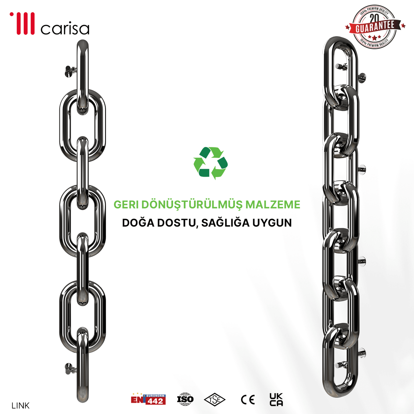 Carisa Link Dikey Paslanmaz Çelik Radyatör Modern Tasarım Ayna Polisaj