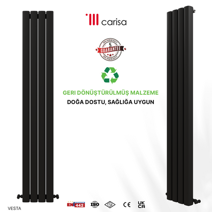 Carisa Vesta Dikey Alüminyum Radyatör Modern Tasarım Siyah