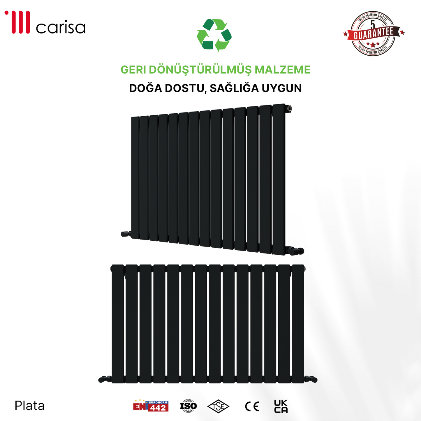 Carisa Plata Yatay Alüminyum Radyatör Modern Tasarım Antrasit
