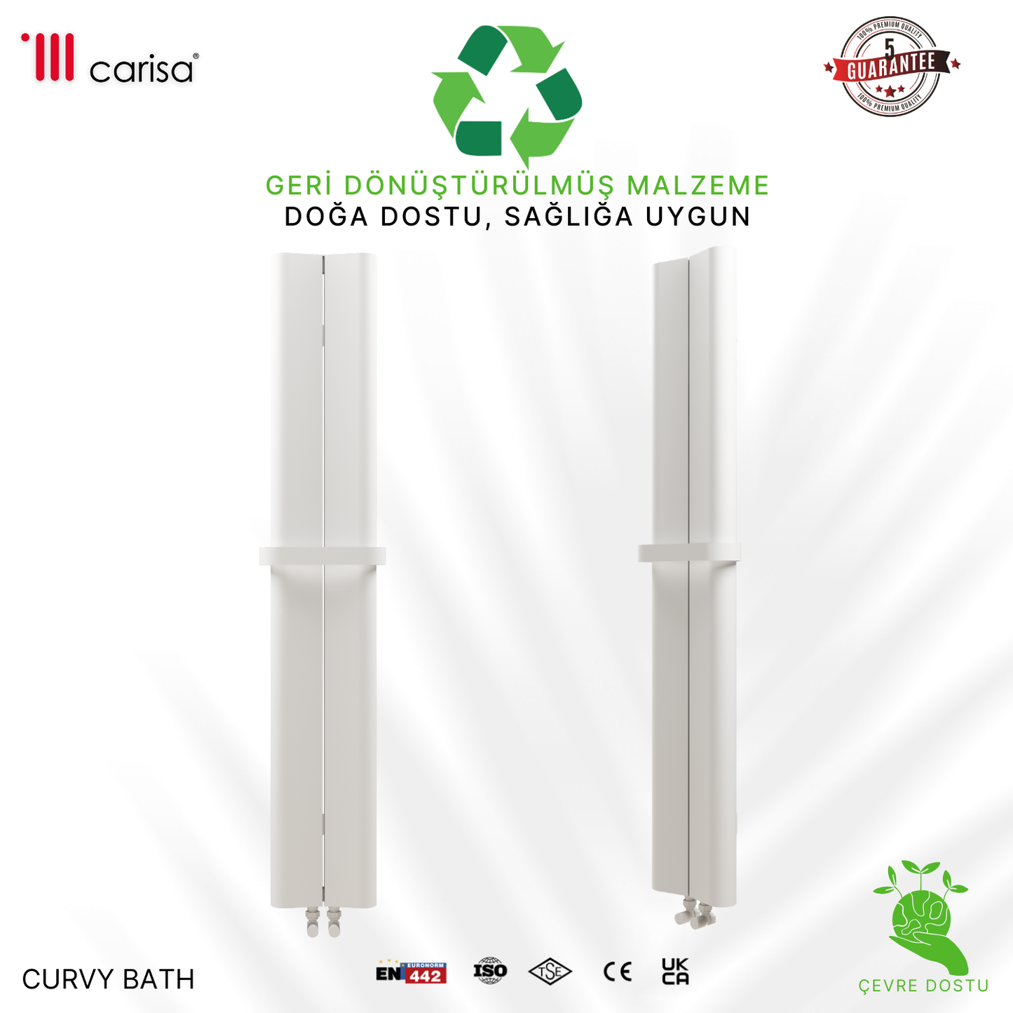 Carisa Curvy Bath Alüminyum Havlupan Modern Tasarım Beyaz