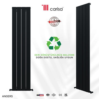 Carisa Angers Dikey Alüminyum Radyatör Modern Tasarım Siyah
