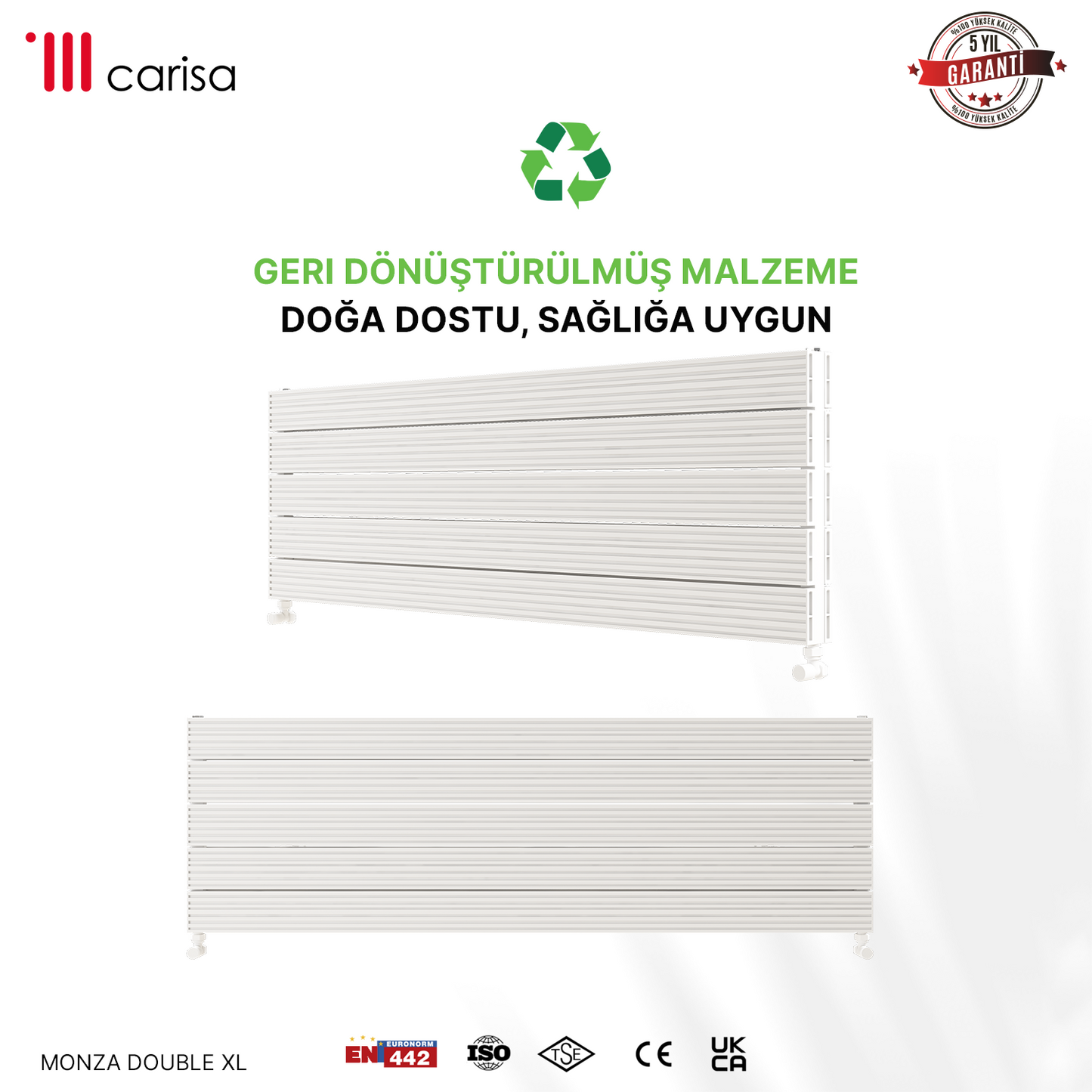 Carisa Monza Double Xl Yatay Alüminyum Radyatör Modern Tasarım Beyaz