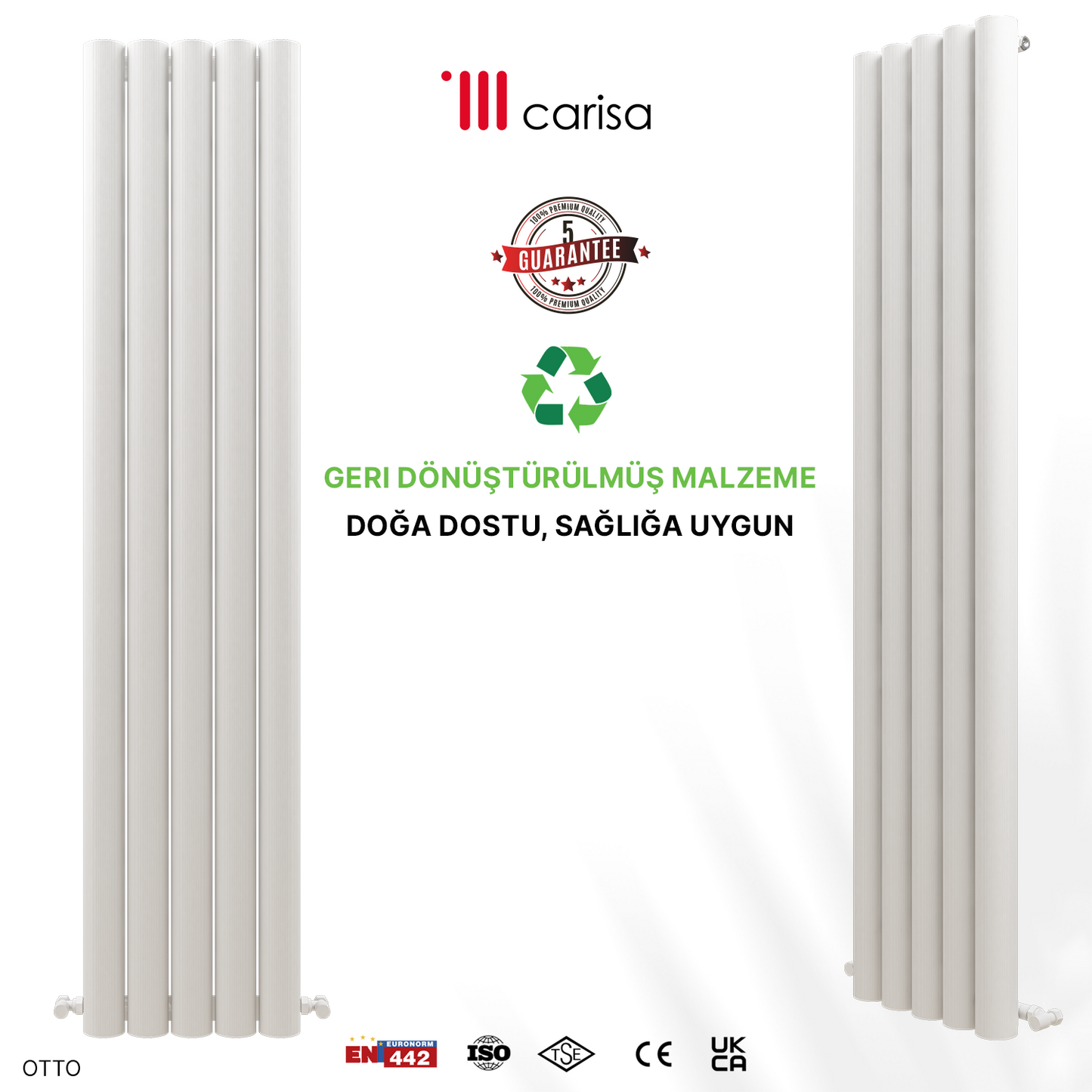 Carisa Otto Dikey Alüminyum Radyatör Modern Tasarım Beyaz