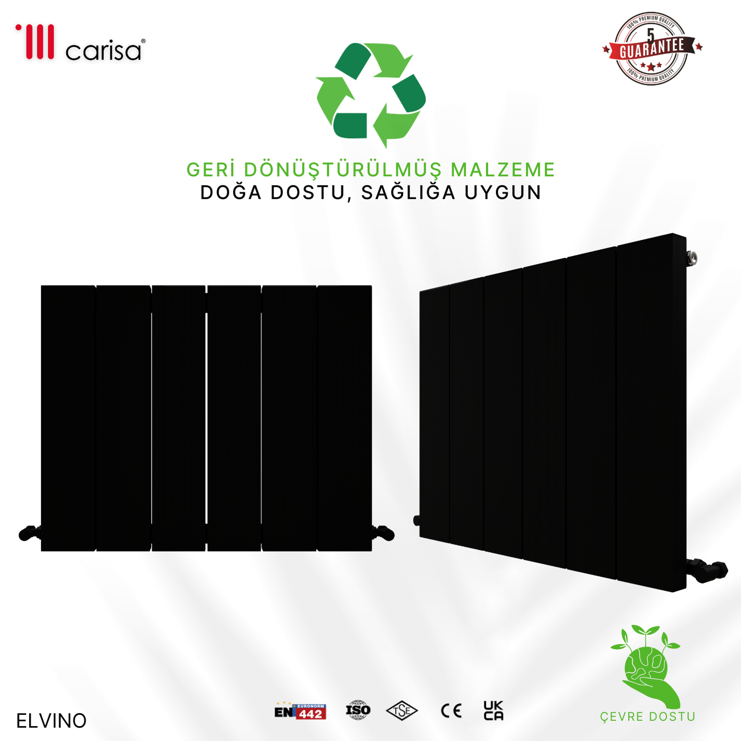 Carisa Elvino Alüminyum Radyatör Siyah Standart Bağlantı