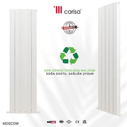 Carisa Moscow Dikey Alüminyum Radyatör Modern Tasarım Beyaz