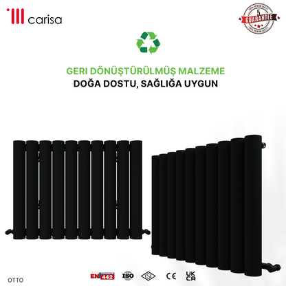 Carisa Otto Yatay Alüminyum Radyatör Modern Tasarım Siyah