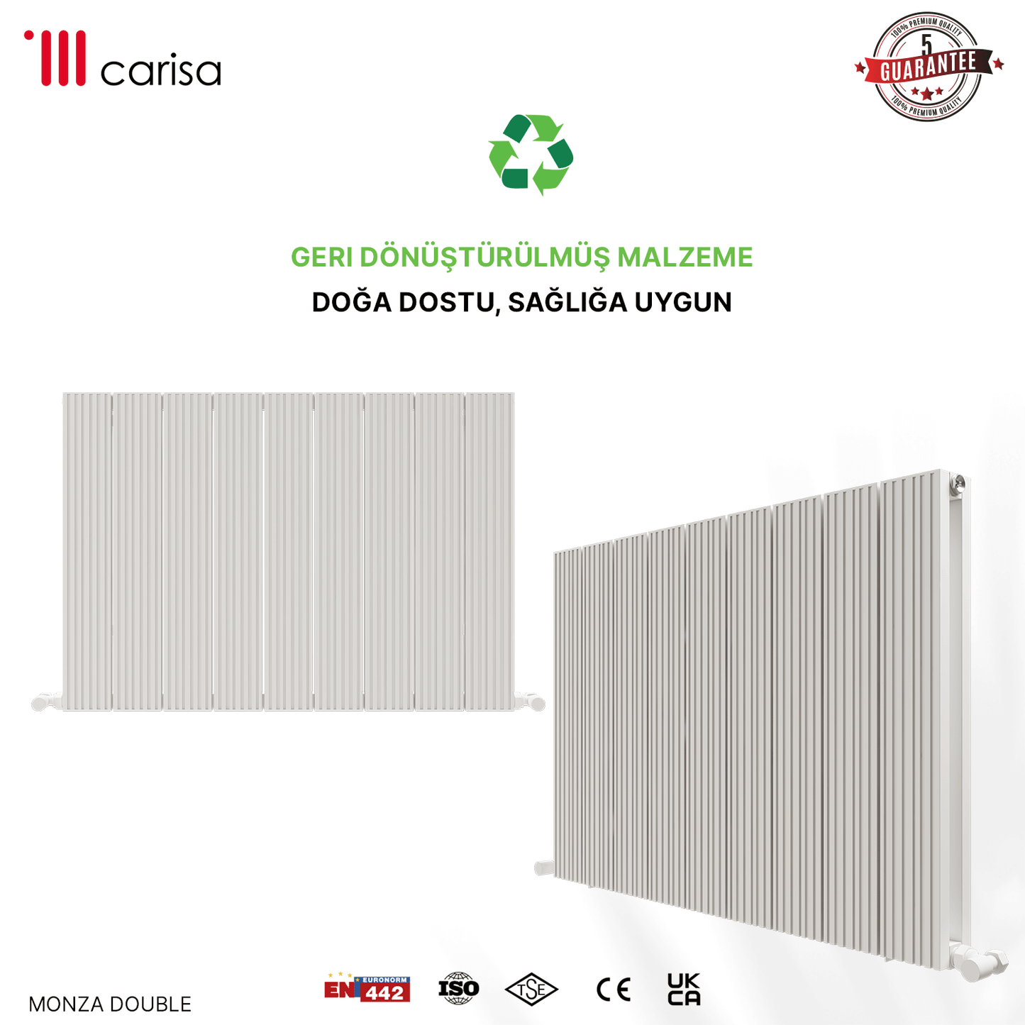 Carisa Monza Yatay Alüminyum Radyatör Modern Tasarım Beyaz