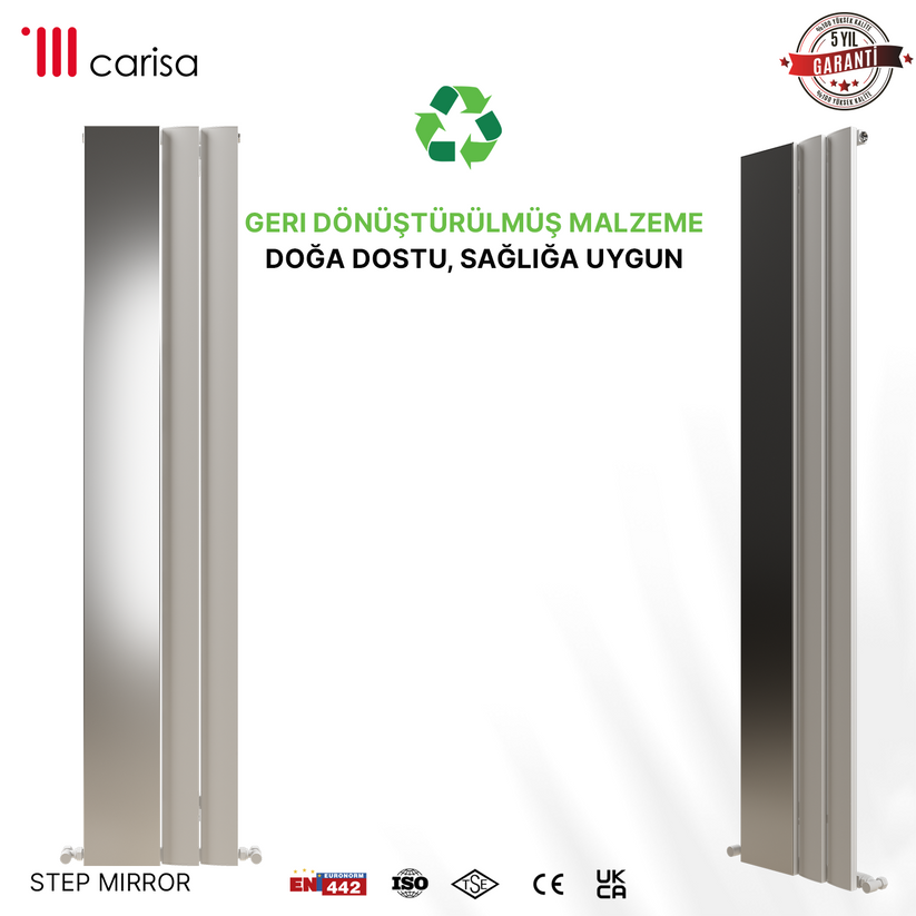 Carisa Step Mirror Dikey Alüminyum Radyatör Modern Tasarım Beyaz - Carisa