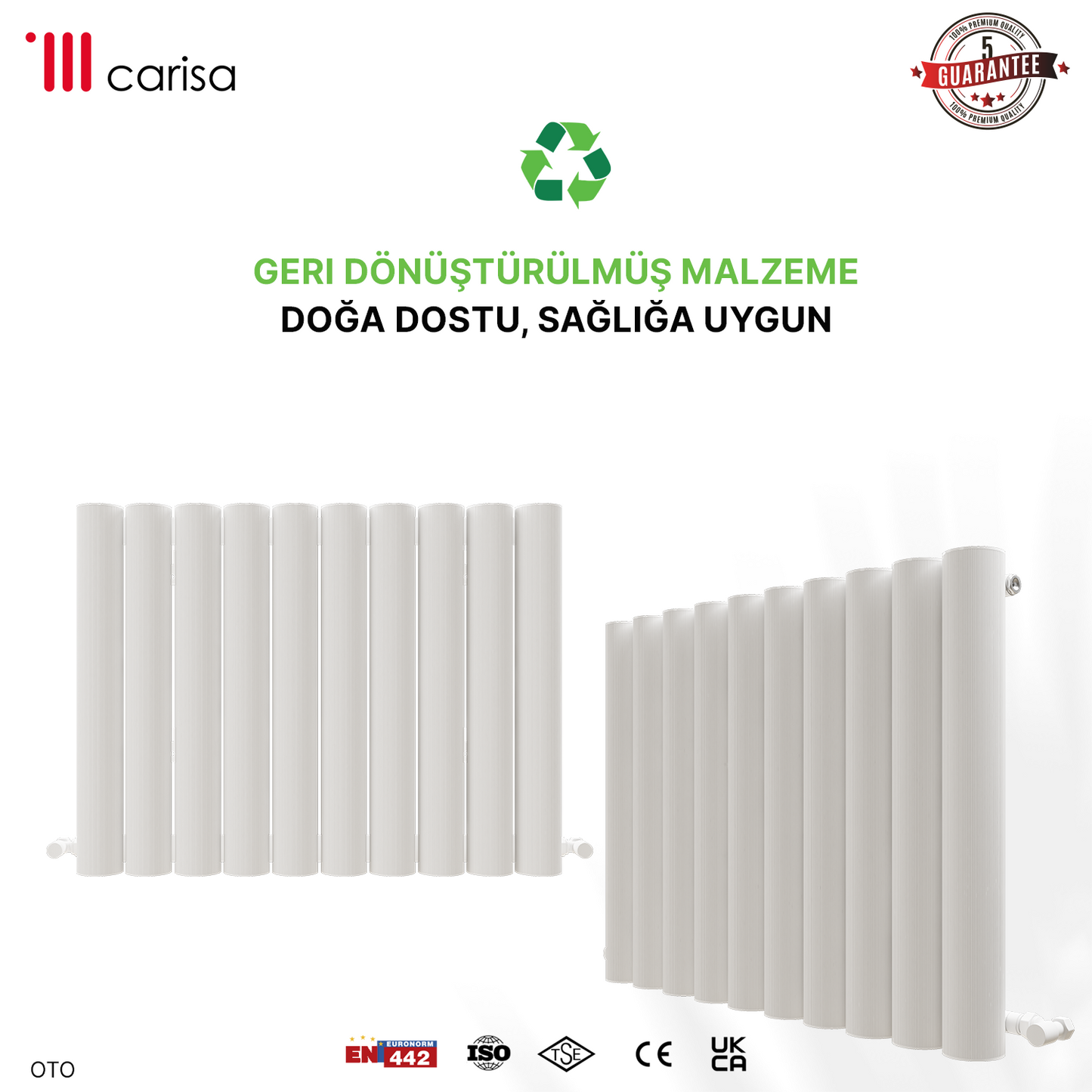 Carisa OTTO 0600*0795*10/RAL 9016 KUMLU BEYAZ/STD.BAĞL.(İKİ YAN ALT-ÜST ÇAPRAZ)/ALM.RADYATÖR