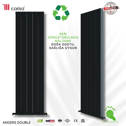 Carisa Angers Double Dikey Alüminyum Radyatör Modern Tasarım Siyah