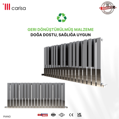 Carisa Piano Yatay Paslanmaz Çelik Radyatör Modern Tasarım Ayna Polisaj