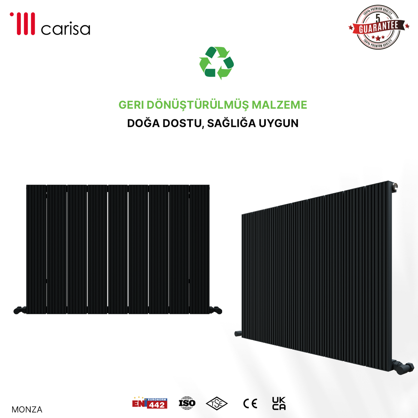 Carisa Monza Yatay Alüminyum Radyatör Modern Tasarım Antrasit