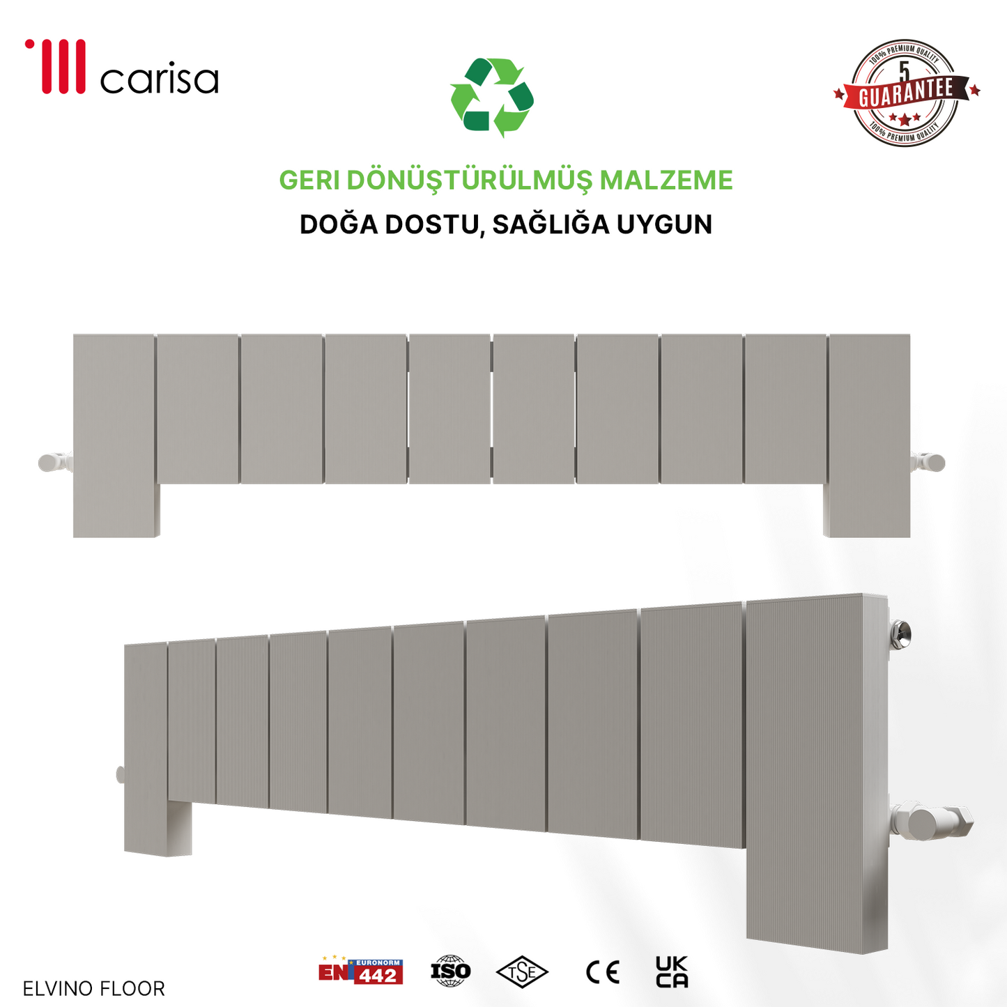 Carisa Elvino Floor Yatay Alüminyum Radyatör Modern Tasarım Beyaz