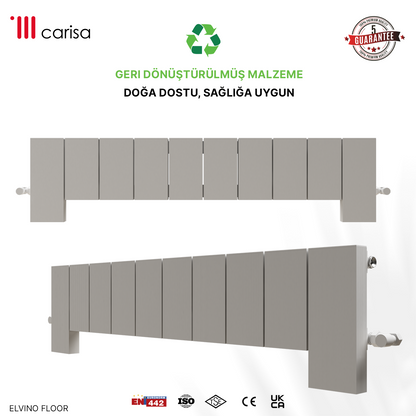 Carisa Elvino Floor Yatay Alüminyum Radyatör Modern Tasarım Beyaz