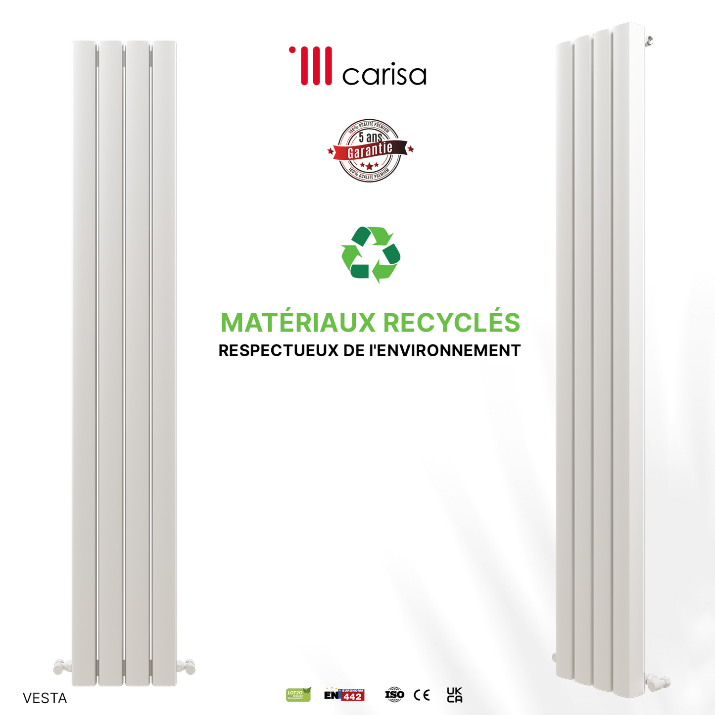 Carisa Vesta Dikey Alüminyum Radyatör Modern Tasarım Beyaz