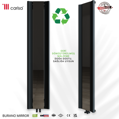 Carisa Burano Mirror Dikey Alüminyum Radyatör Modern Tasarım Antrasit