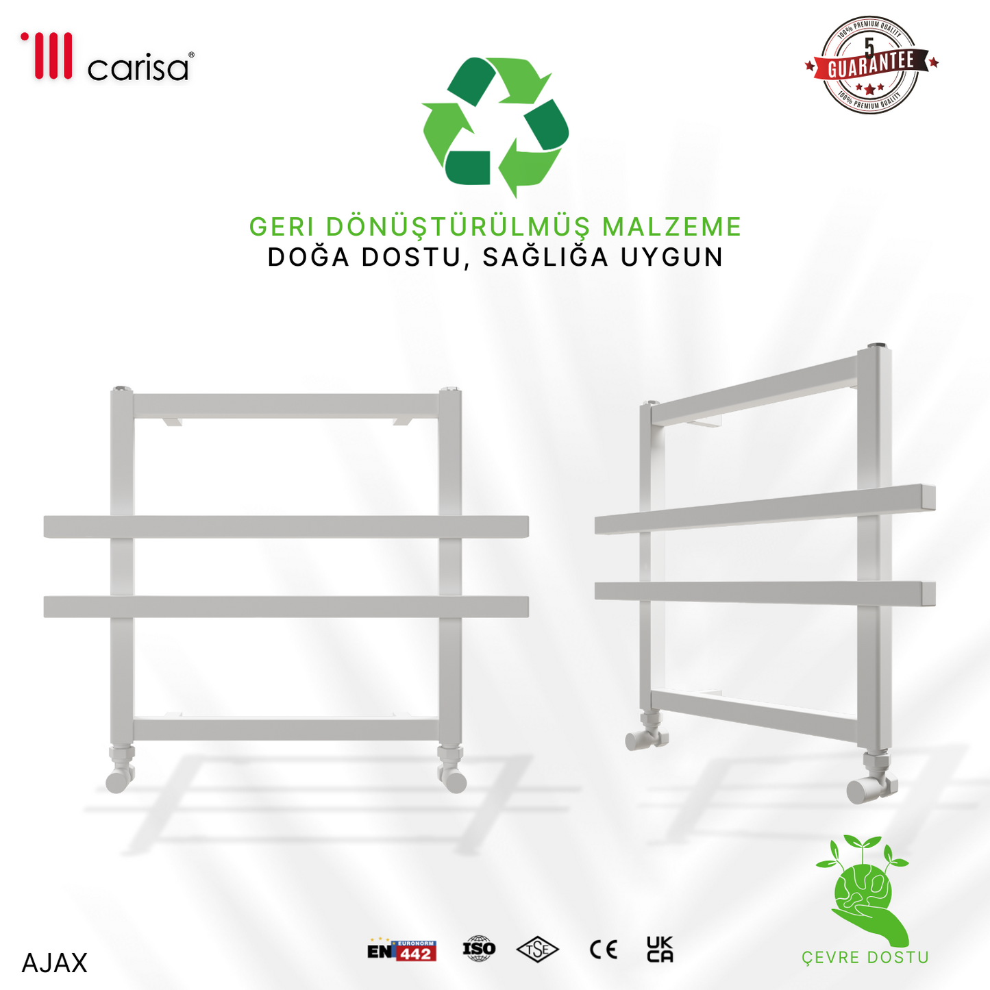 Carisa Ajax Alüminyum Havlupan Modern Tasarım Beyaz