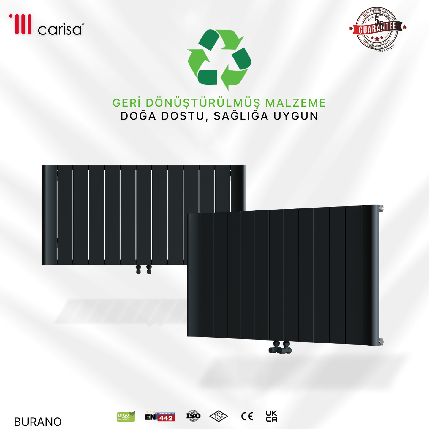 Carisa Burano Yatay Alüminyum Radyatör Modern Tasarım Antrasit