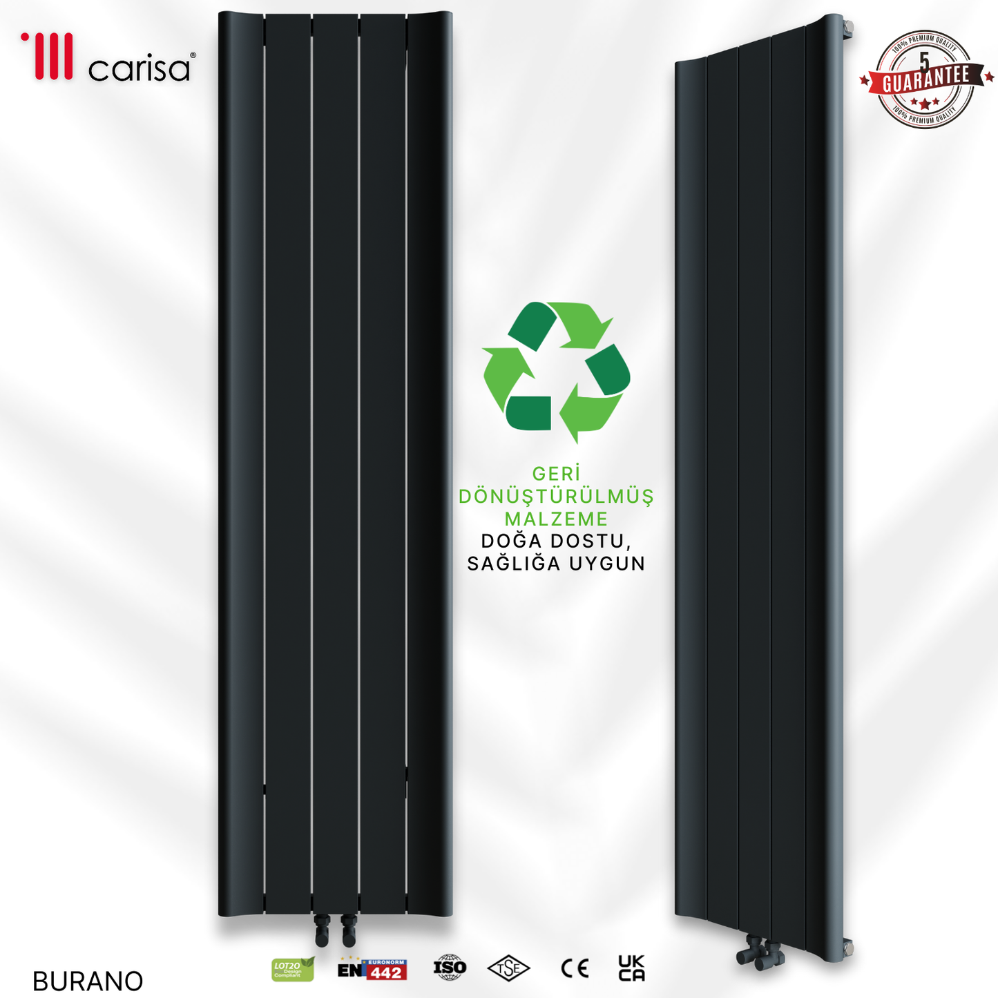 Carisa Burano Dikey Alüminyum Radyatör Modern Tasarım Antrasit