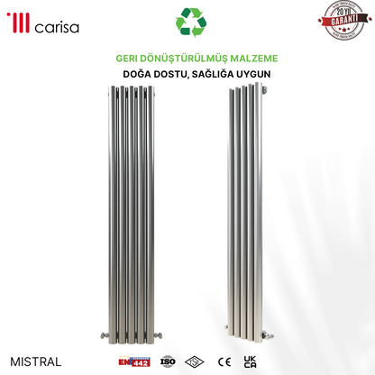 Carisa Mistral Dikey Paslanmaz Çelik Radyatör Modern Tasarım Satine