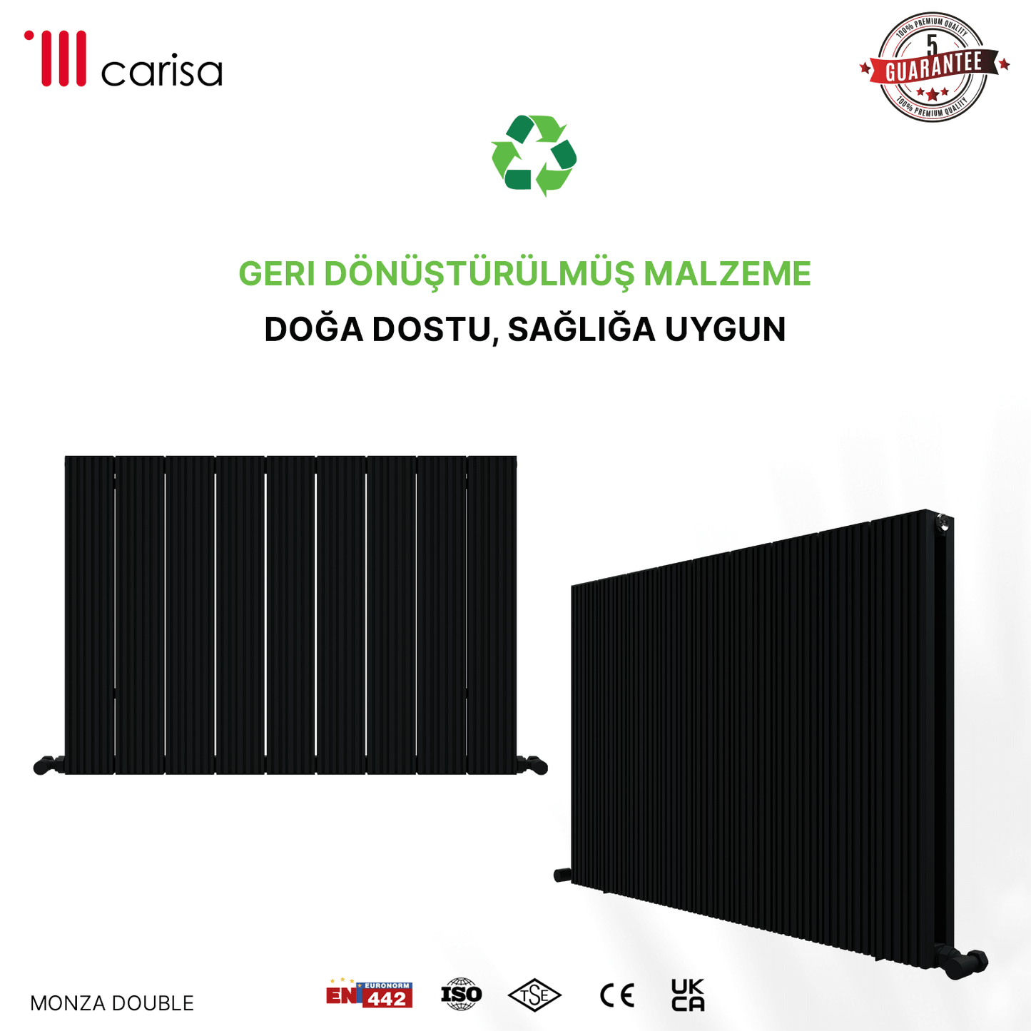 Carisa Monza Yatay Alüminyum Radyatör Modern Tasarım Antrasit