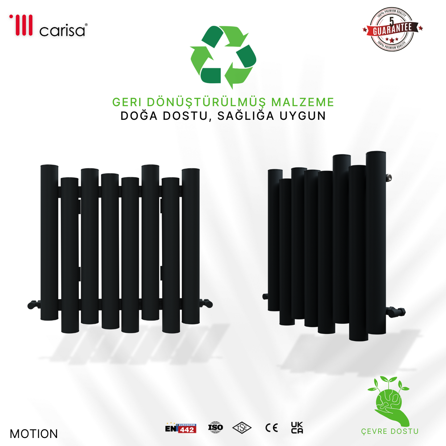 Carisa Motion Yatay Alüminyum Radyatör Modern Tasarım Siyah