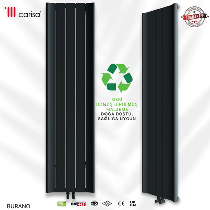 Carisa Burano Dikey Alüminyum Radyatör Modern Tasarım Siyah