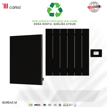 Carisa Boreas M Yatay Elektrikli Radyatör Modern Tasarım Siyah