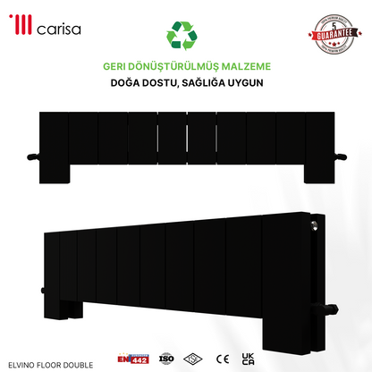 Carisa Elvino Floor Yatay Alüminyum Radyatör Modern Tasarım Siyah
