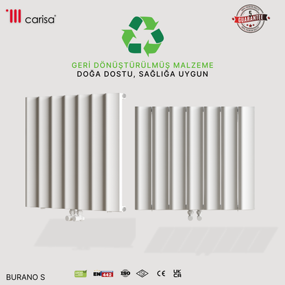 Carisa Burano S Yatay Alüminyum Radyatör Modern Tasarım Beyaz