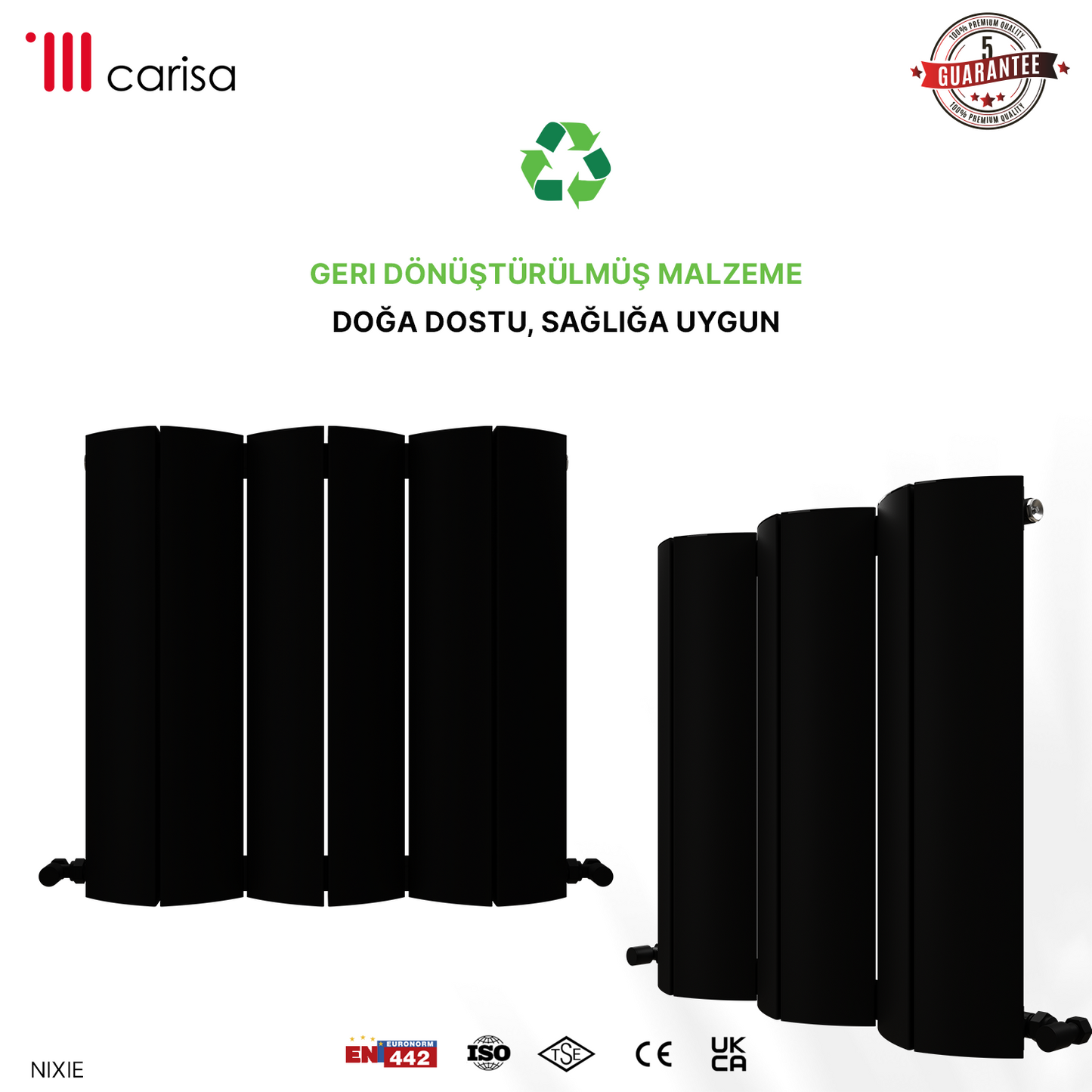 Carisa Nixie Yatay Alüminyum Radyatör Modern Tasarım Siyah