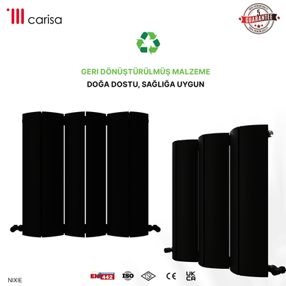 Carisa Nixie Yatay Alüminyum Radyatör Modern Tasarım Siyah