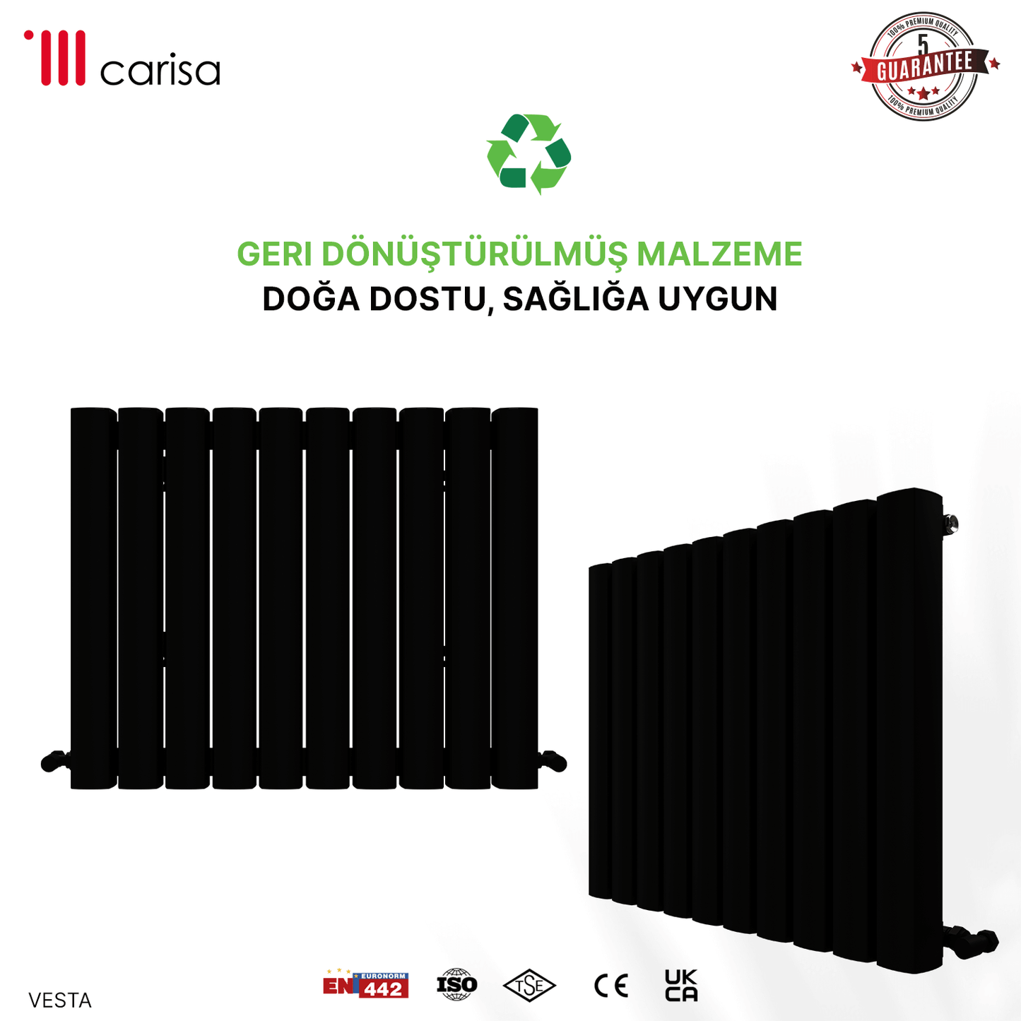 Carisa Vesta Yatay Alüminyum Radyatör Modern Tasarım Siyah