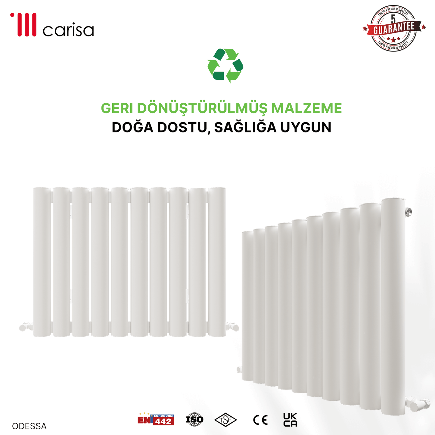 Carisa Odessa Yatay Alüminyum Radyatör Modern Tasarım Beyaz