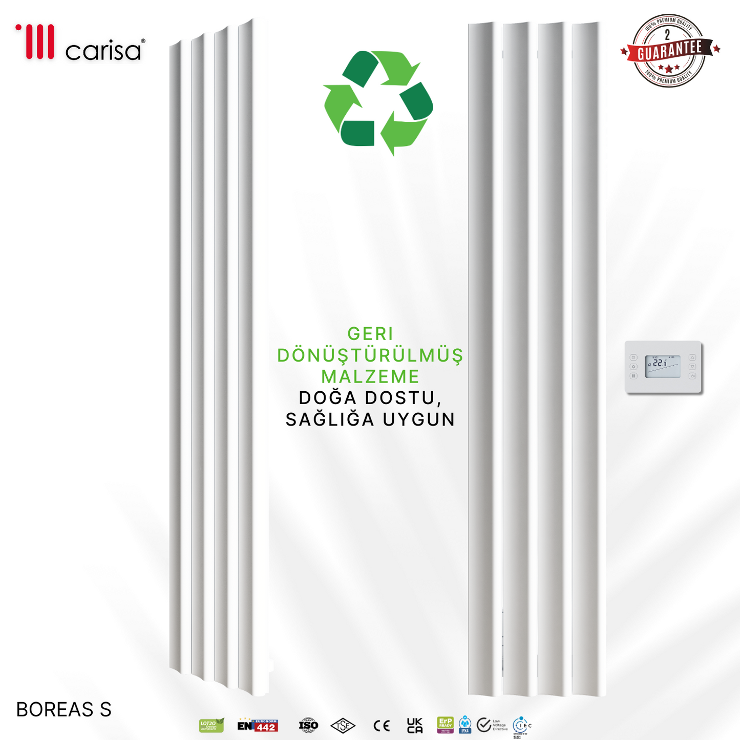 Carisa Burano S Dikey Alüminyum Radyatör Modern Tasarım Beyaz