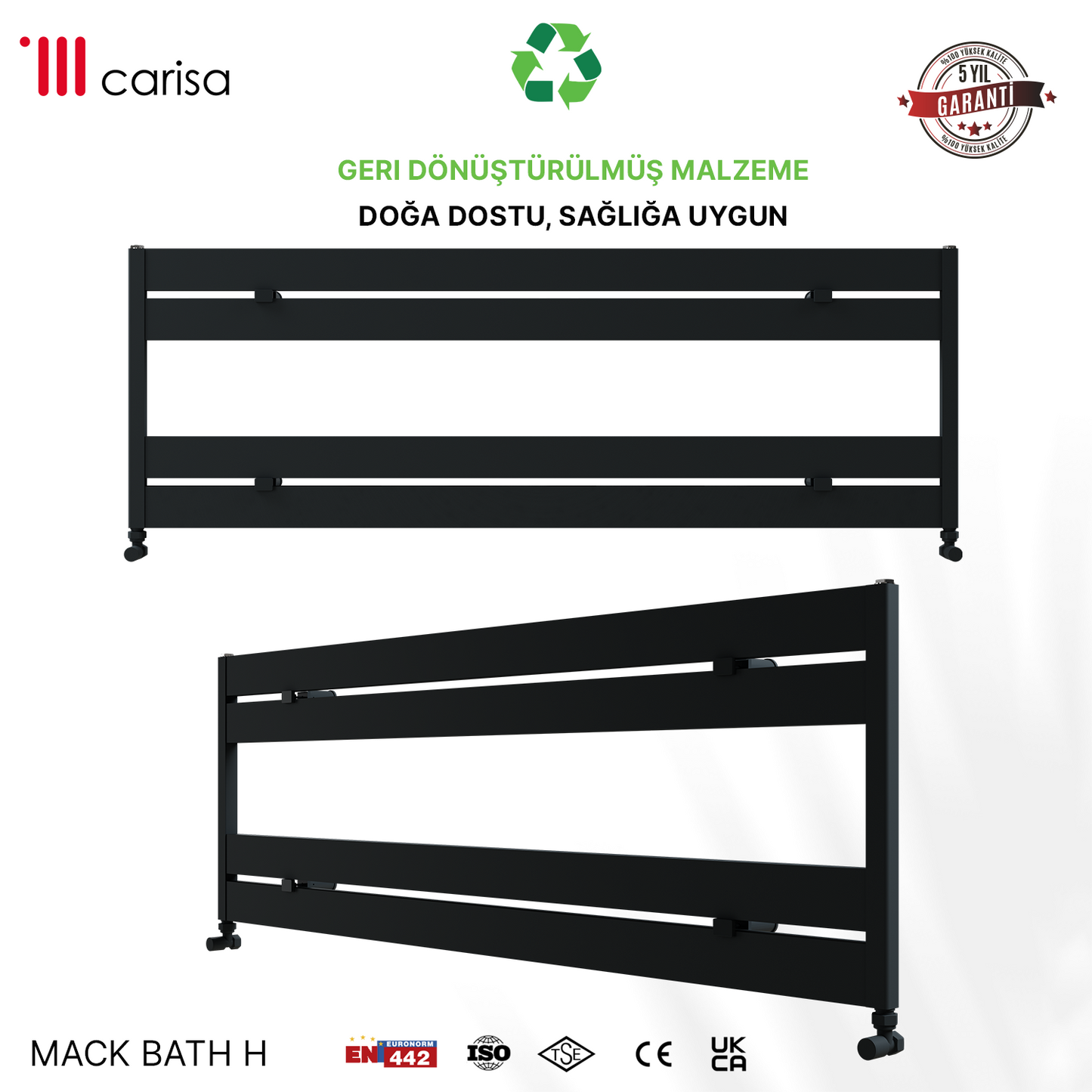 Carisa Mack Bath H Alüminyum Havlupan Modern Tasarım Siyah