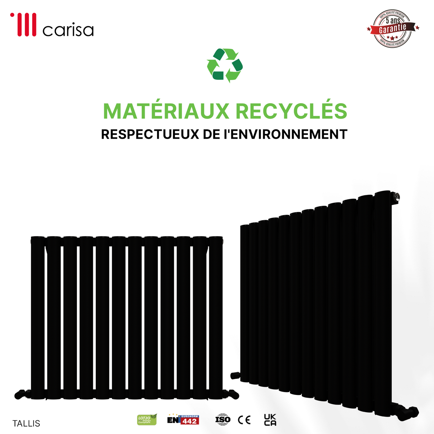 Carisa Tallis Yatay Alüminyum Radyatör Modern Tasarım Siyah