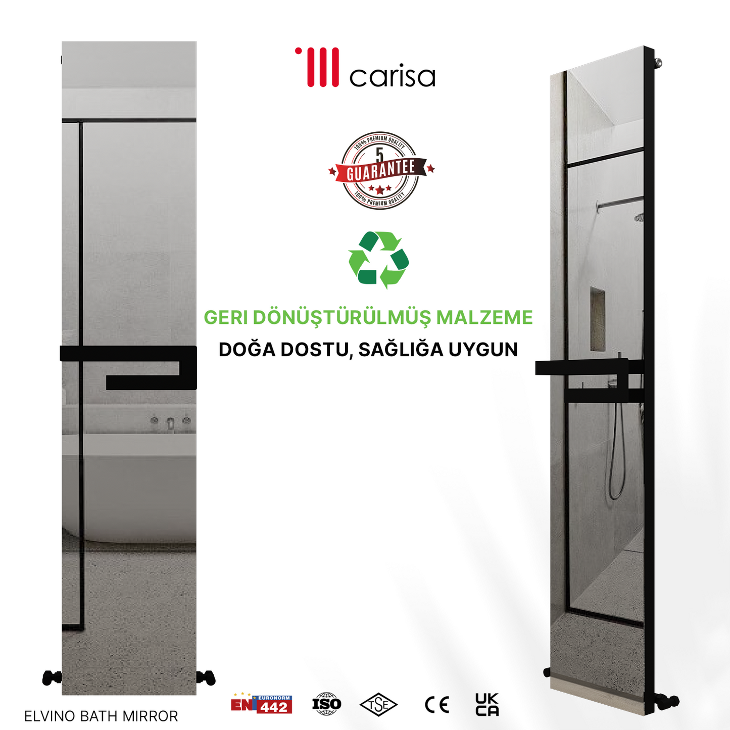 Carisa Elvino Bath Mirror Alüminyum Havlupan Modern Tasarım Siyah