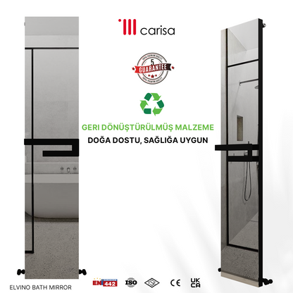 Carisa Elvino Bath Mirror Alüminyum Havlupan Modern Tasarım Siyah