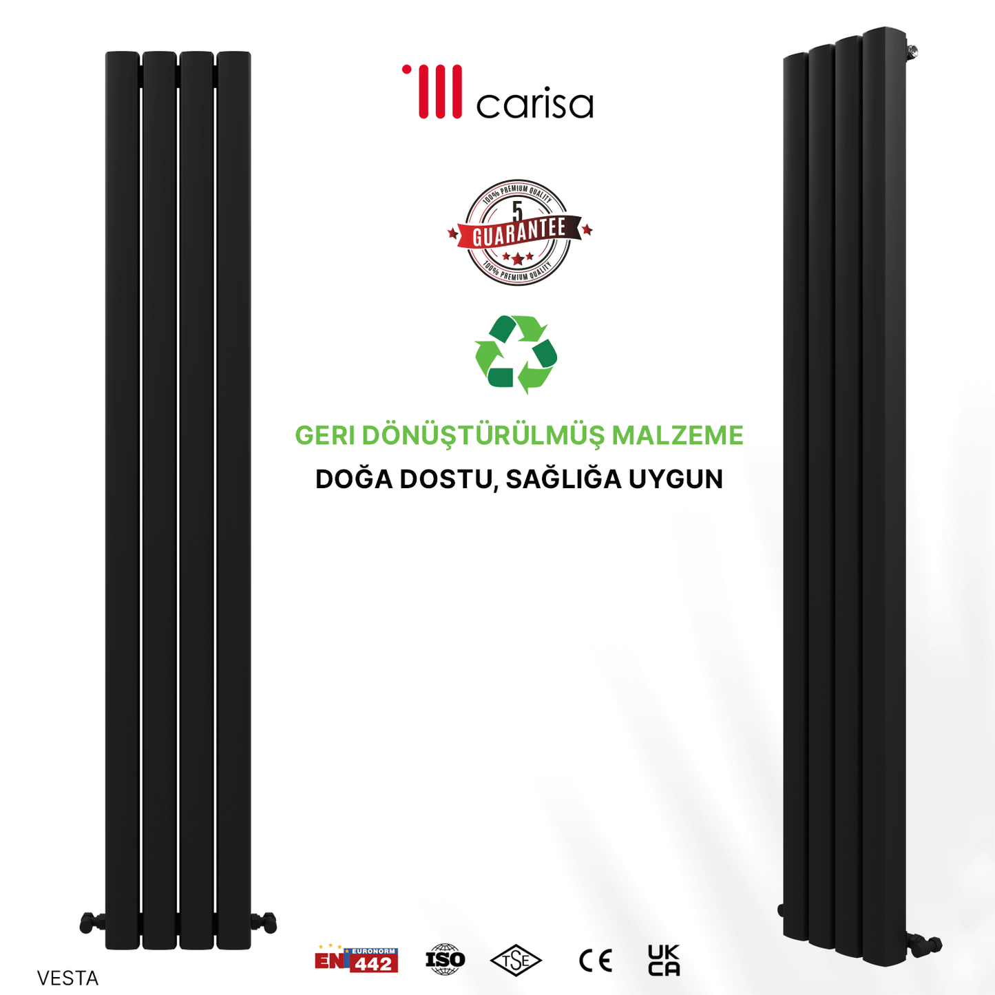 Carisa Vesta Dikey Alüminyum Radyatör Modern Tasarım Koyu Gri